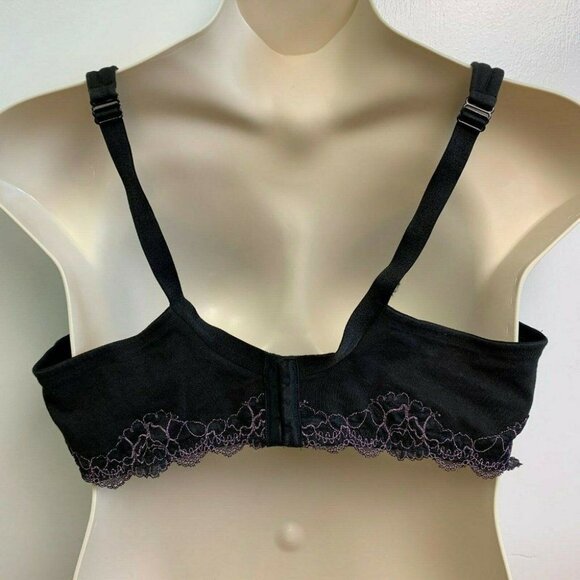 Cacique Womens Bra Cotton Lace Full Coverage Size 38F Black - Picture 6 of 6